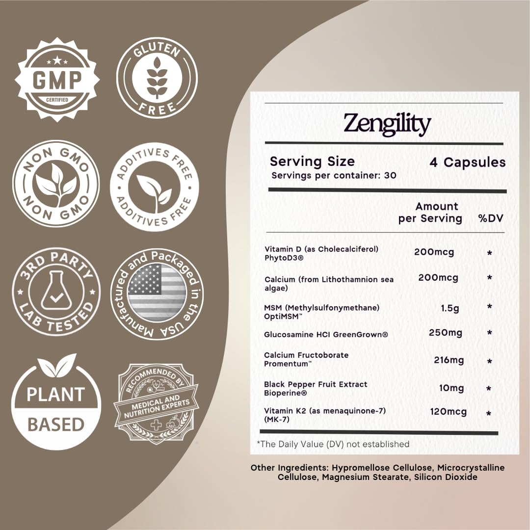 Zen Principle Zengility Joint Support & Bone Strength Supplement Capsule, 240 Capsules