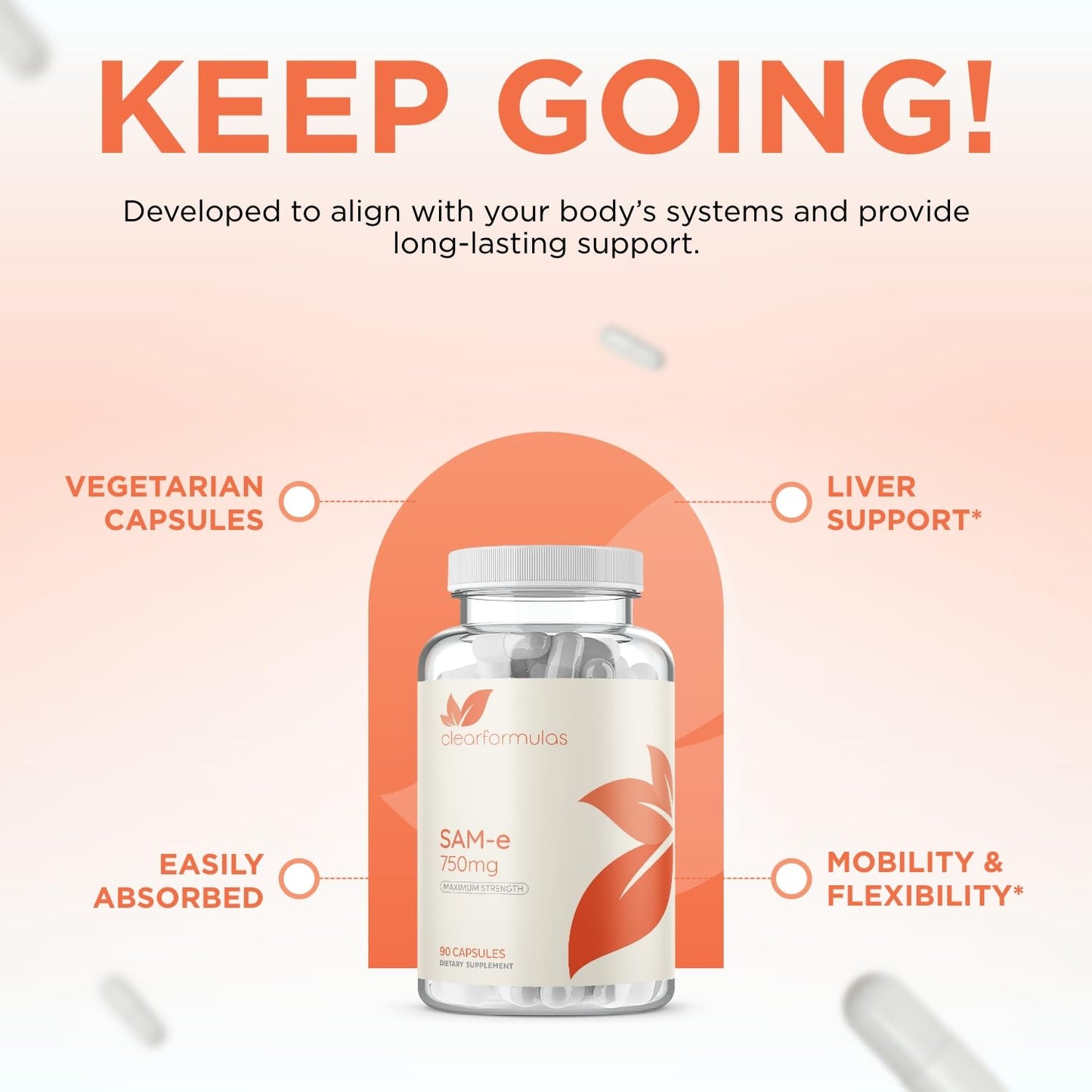 Clear Formulas Bioactive SAM-e 750mg Capsule, 90 Count
