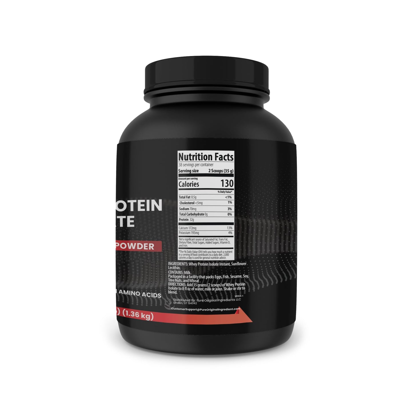 PURE ORIGINAL INGREDIENTS Whey Protein Isolate Powder, 3 lb, 48 Servings