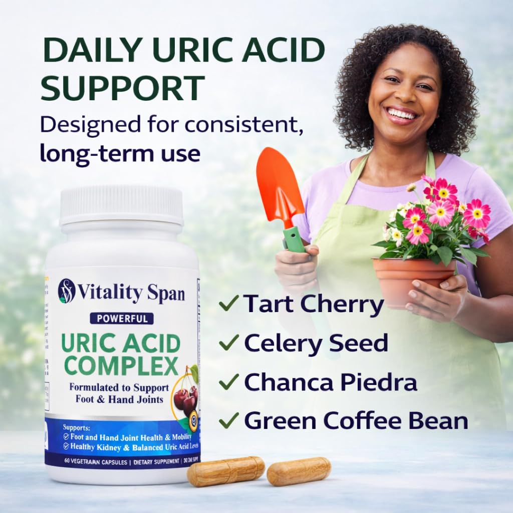 Vitality Span Uric Acid Support Supplement, 60 Vegetarian Capsules