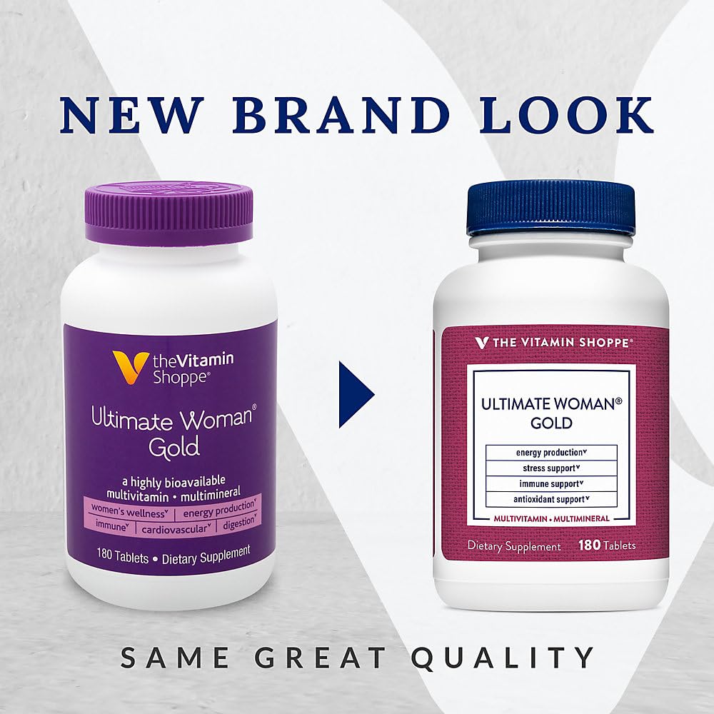 The Vitamin Shoppe Ultimate Woman’s Gold Multivitamin with Iron, B Vitamins & Vitamin D3, 180 Tablets