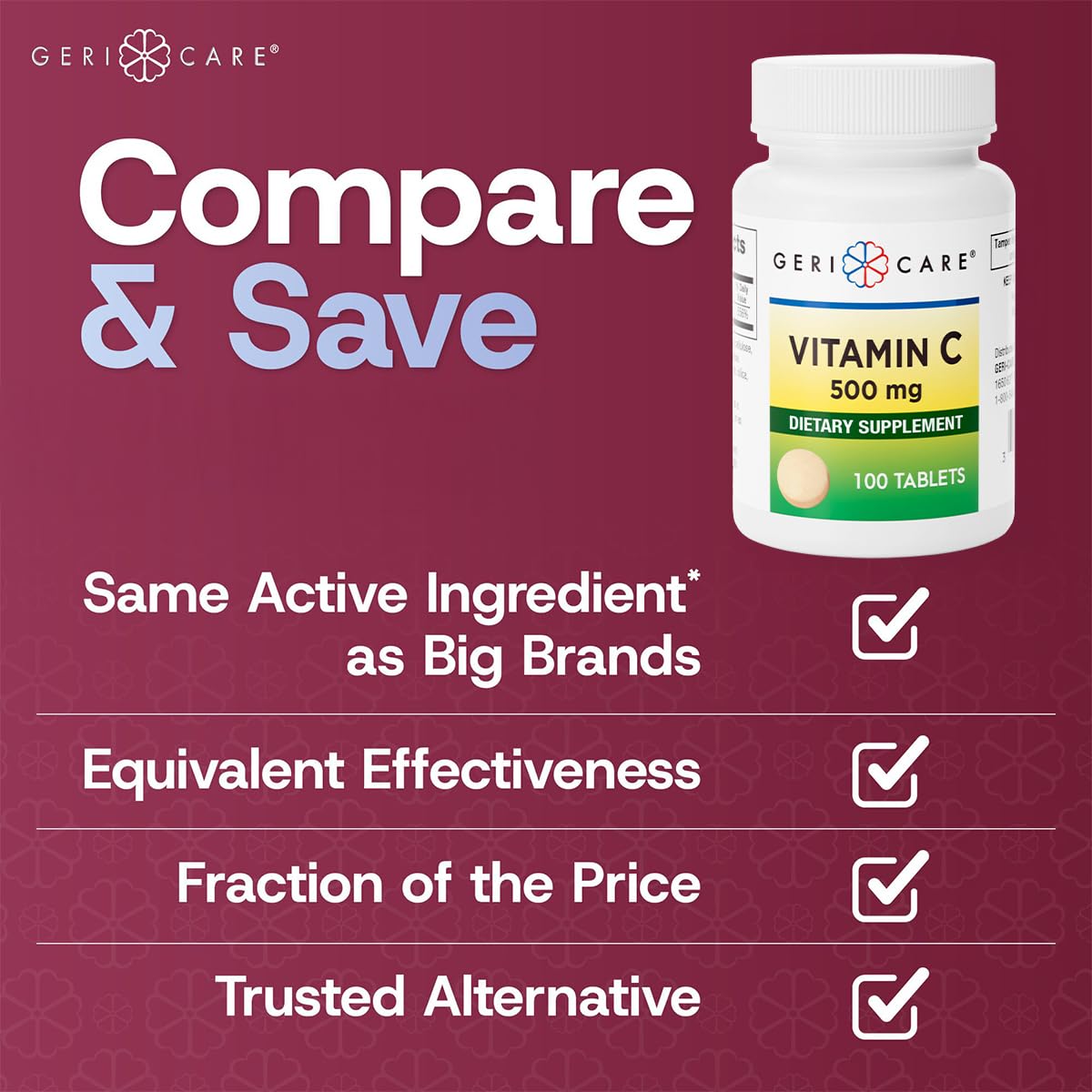 GeriCare Vitamin C 500 mg Tablet 100 Count