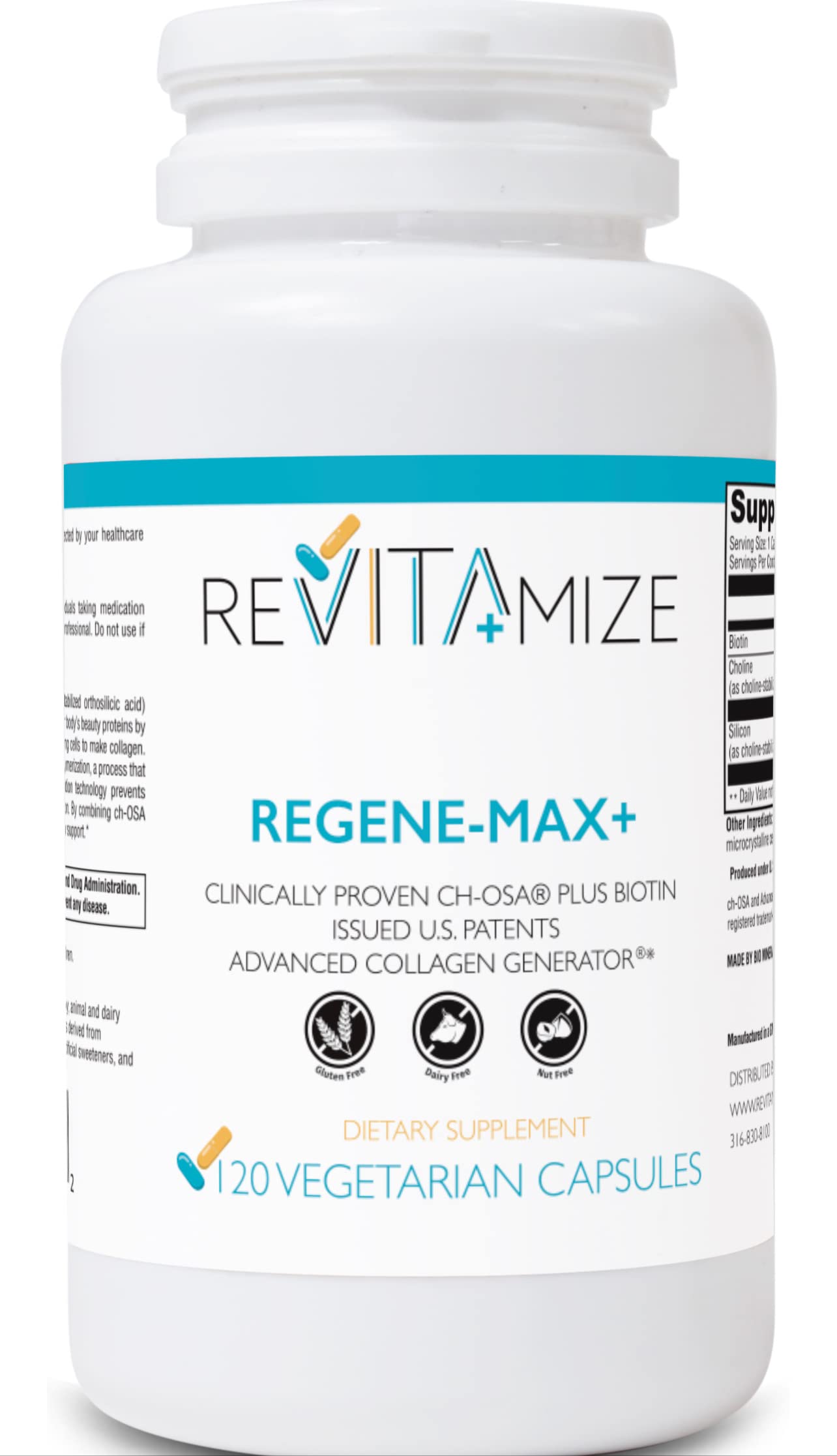 Revitamize Regene-MAX+ Plus Biotin, Hair, Skin and Nails, Capsules, 120