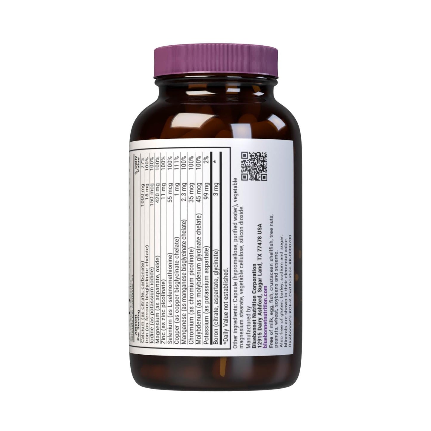 BlueBonnet Multiminerals & Boron with Iron, Full Spectrum, Bone Health*, Non-GMO, Kosher Certified, Gluten-Free, Soy-Free, Dairy-Free, 180 Capsules