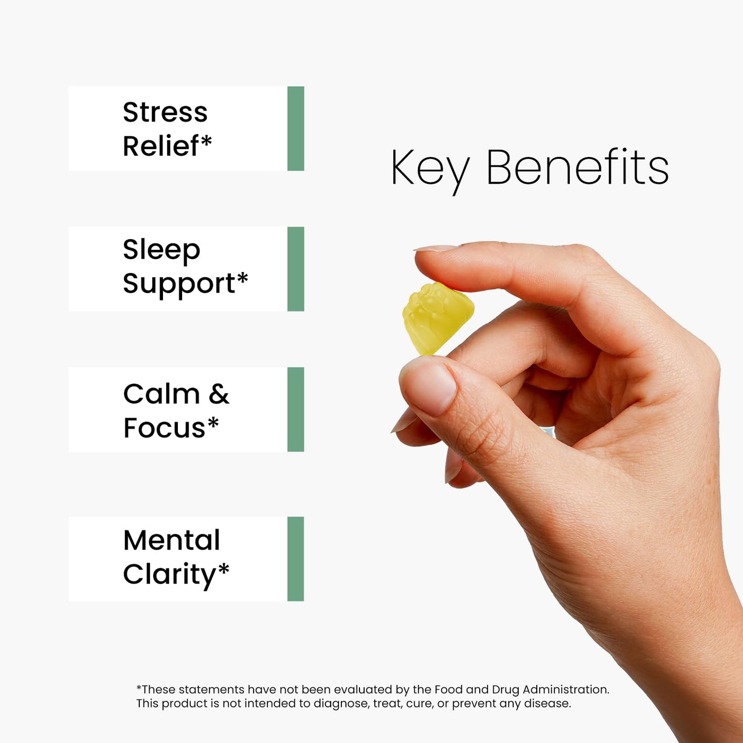 YadaVeela Stress Support Gummies for Kids & Adults, L-Theanine 400mg with Magnesium Glycinate, GABA & Ashwagandha, L-Theanine Chewable Supplement for Relaxation, Sleep, Calm & Focus, 120 Count
