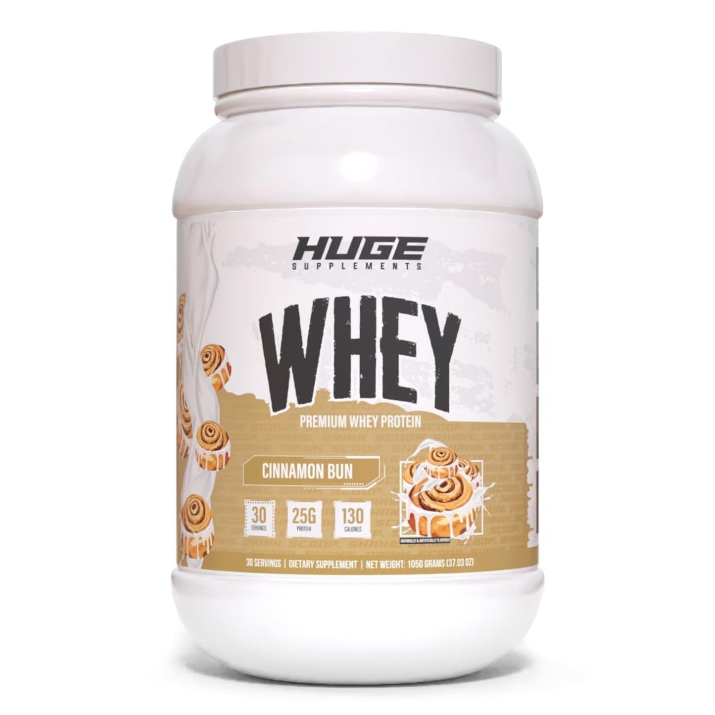 Huge Supplements Whey Protein Powder Cinnamon Bun, 30 Servings