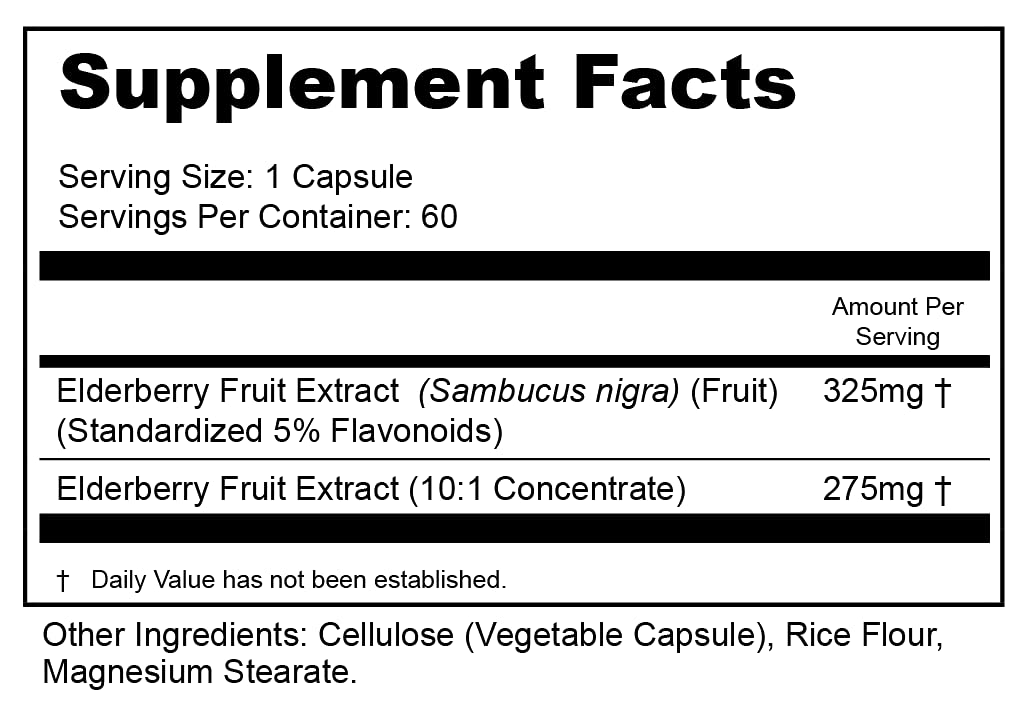BIOACTIVE NUTRIENTS Elderberry Capsules 60 Capsules
