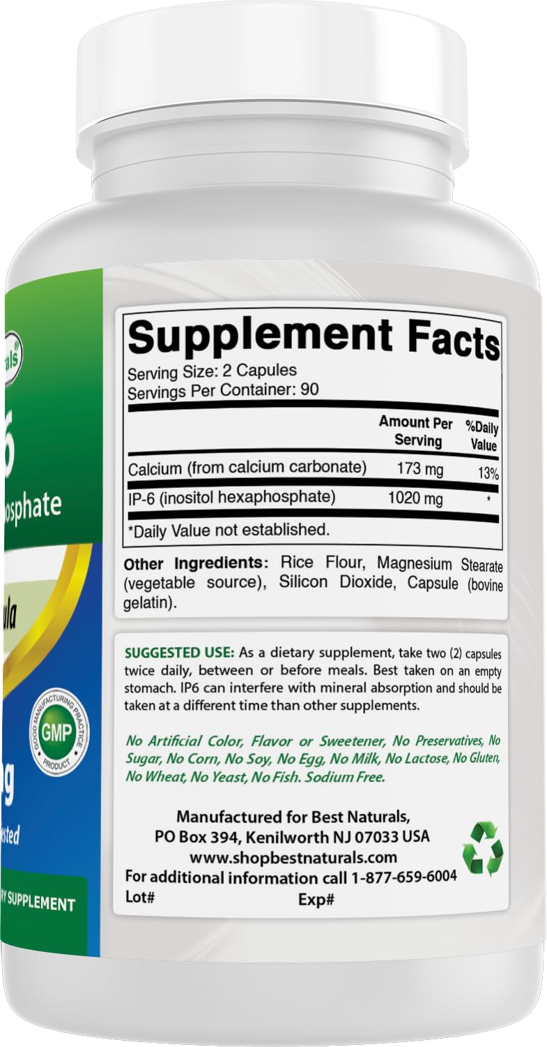 Best Naturals IP-6 510 mg Capsules, 180 Count