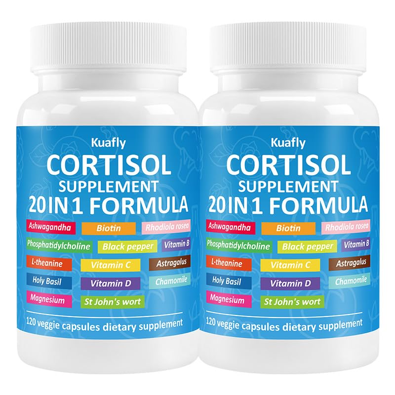 KUAFLY Cortisol Supplements for Women & Men 20 in 1 Cortisol Reducer Blocker, Capsules, 240 Count
