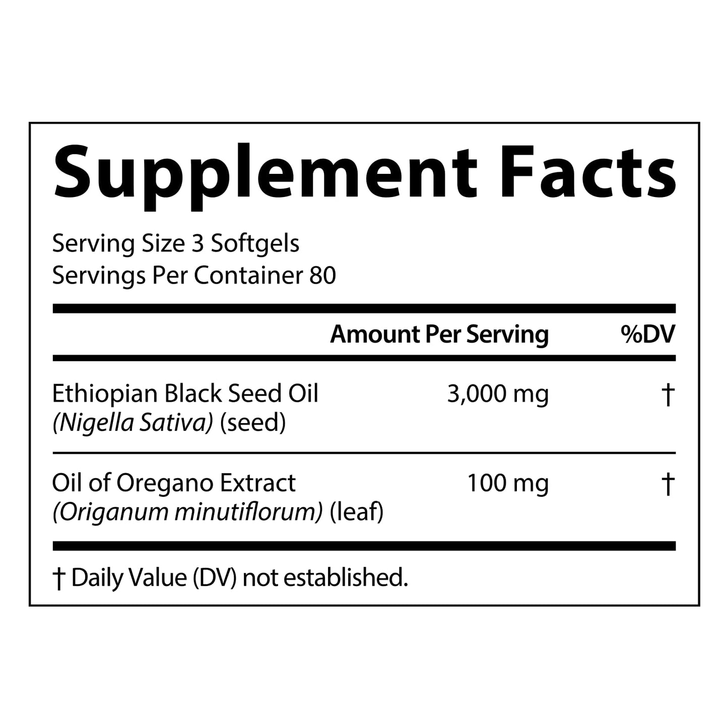 ROWKDRKB Ethiopian Black Seed Oil Capsule 3,000mg, 240 Count