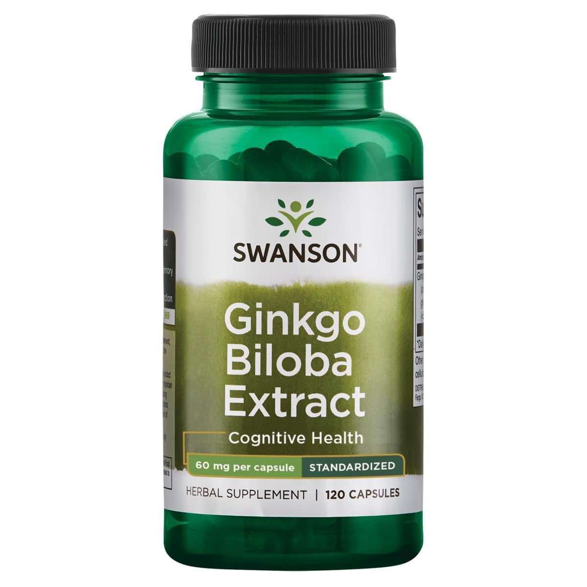 Swanson Ginkgo Biloba Extract 24% 60 mg Vegan Capsules, 120 Capsules