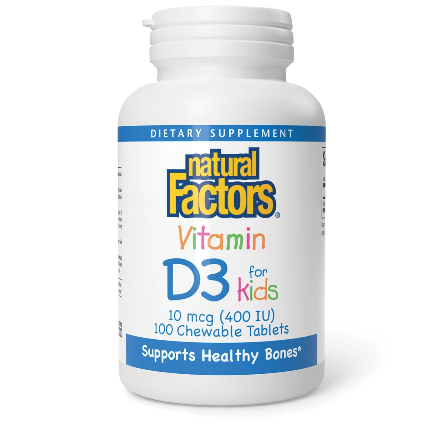 Natural Factors Vitamin D3 for Kids 400 IU 100 Tablets