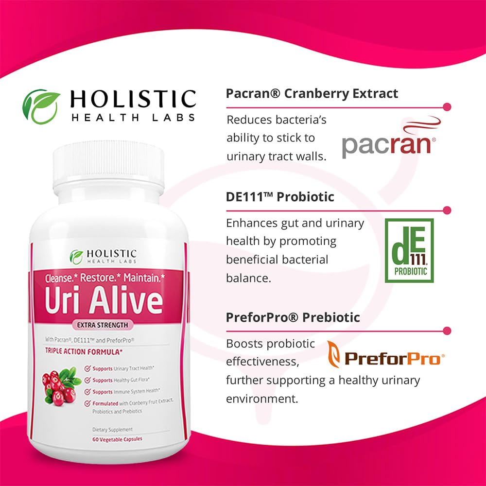 Holistic Health Labs Uri Alive Extra Strength Urinary Support Supplement Capsule, 60 Capsules
