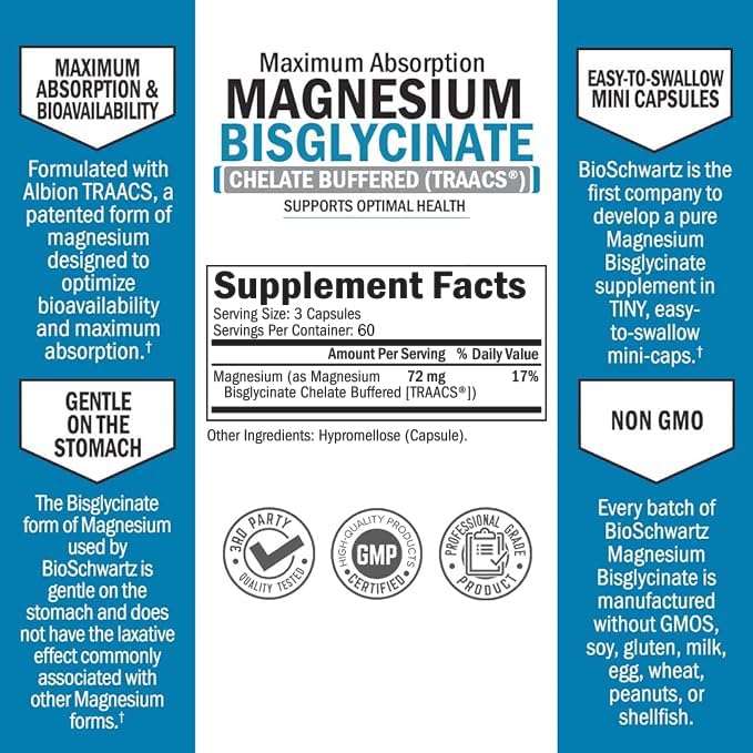 BioSchwartz Magnesium Bisglycinate + Omega 3 Fish Oil Capsule Bundle, 270 Capsules