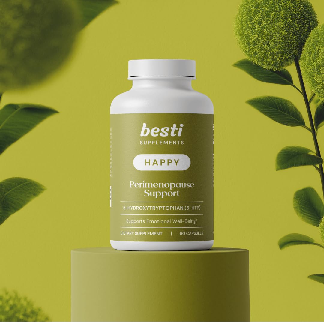 Besti Happy Perimenopause Support 5-HTP (5-Hydroxytryptophan) Serotonin Boosting Supplement, 60 Capsules