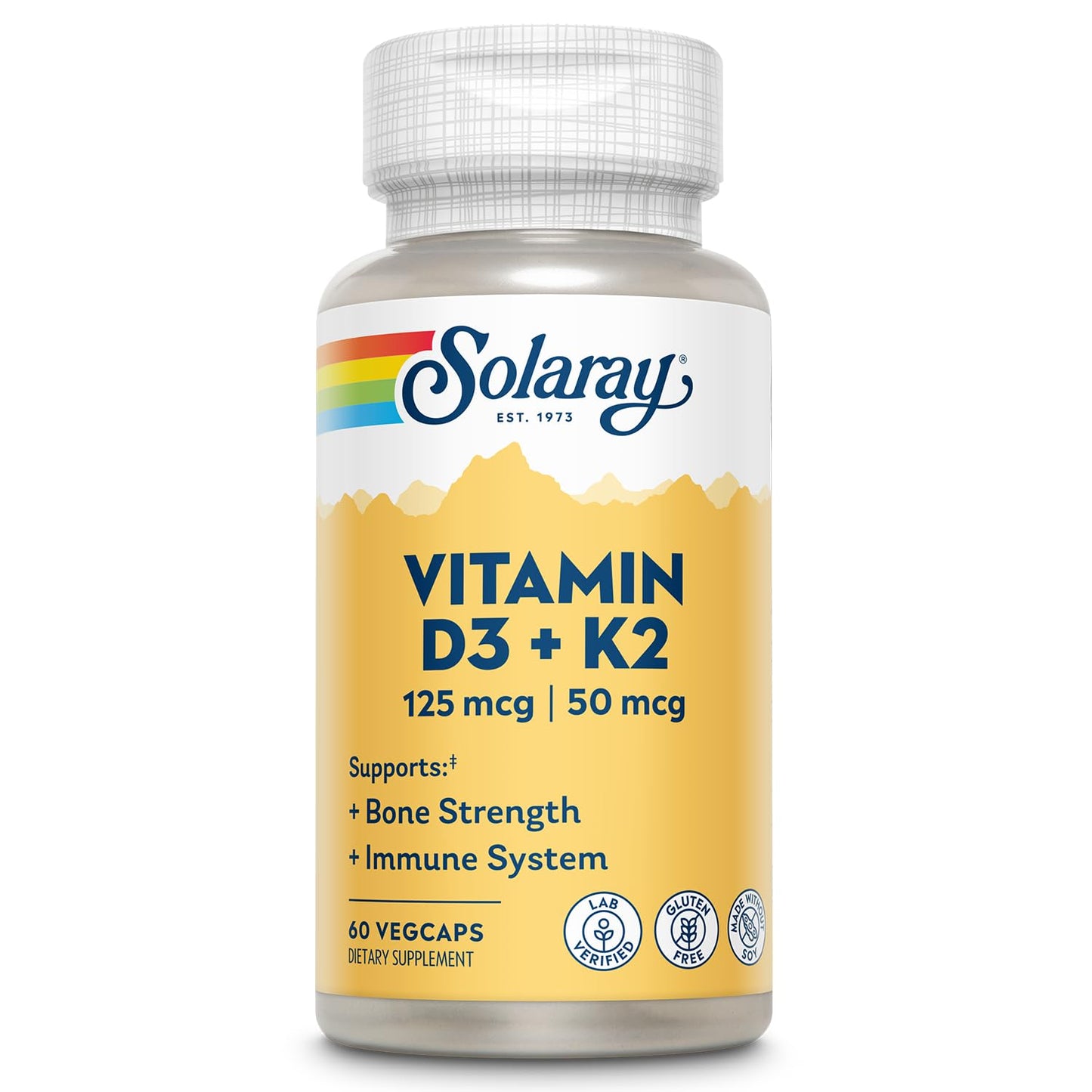 SOLARAY Vitamin D3 K2 Capsule, 60 Count