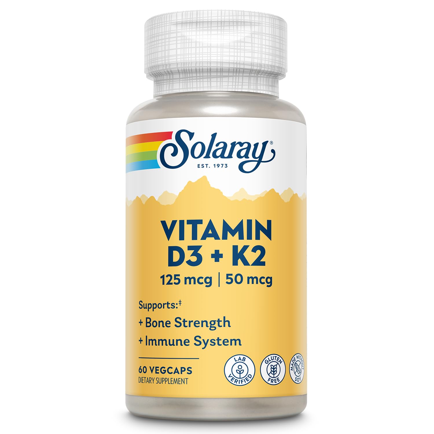 SOLARAY Vitamin D3 K2 Capsule, 60 Count