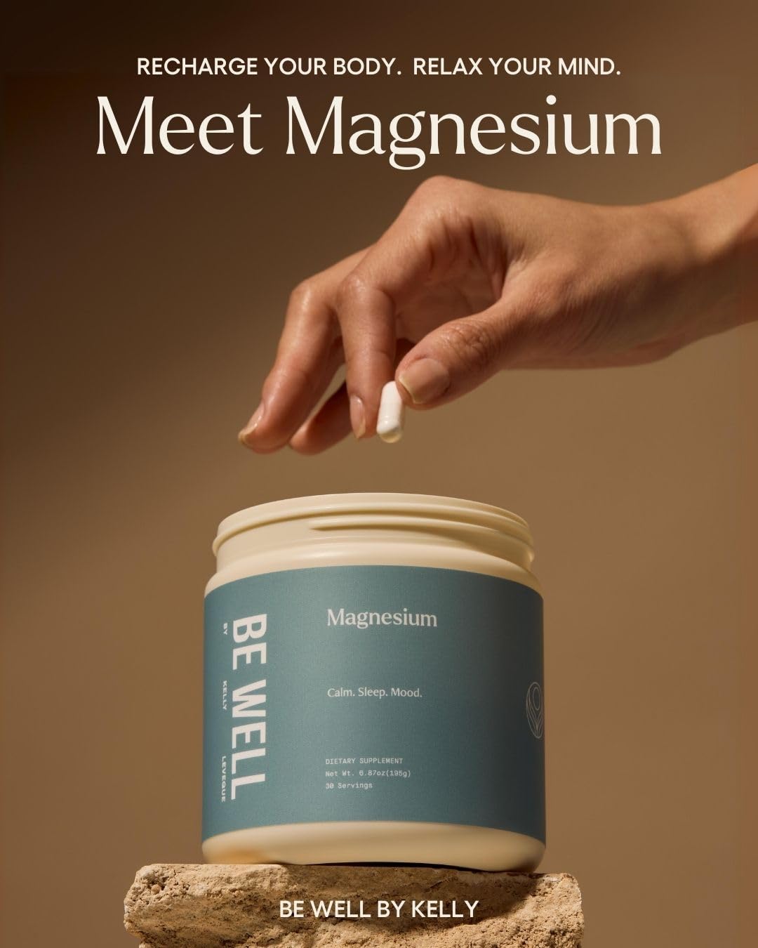 Be Well by Kelly LeVeque Magnesium with GABA, L-theanine & B6, 270 Capsules