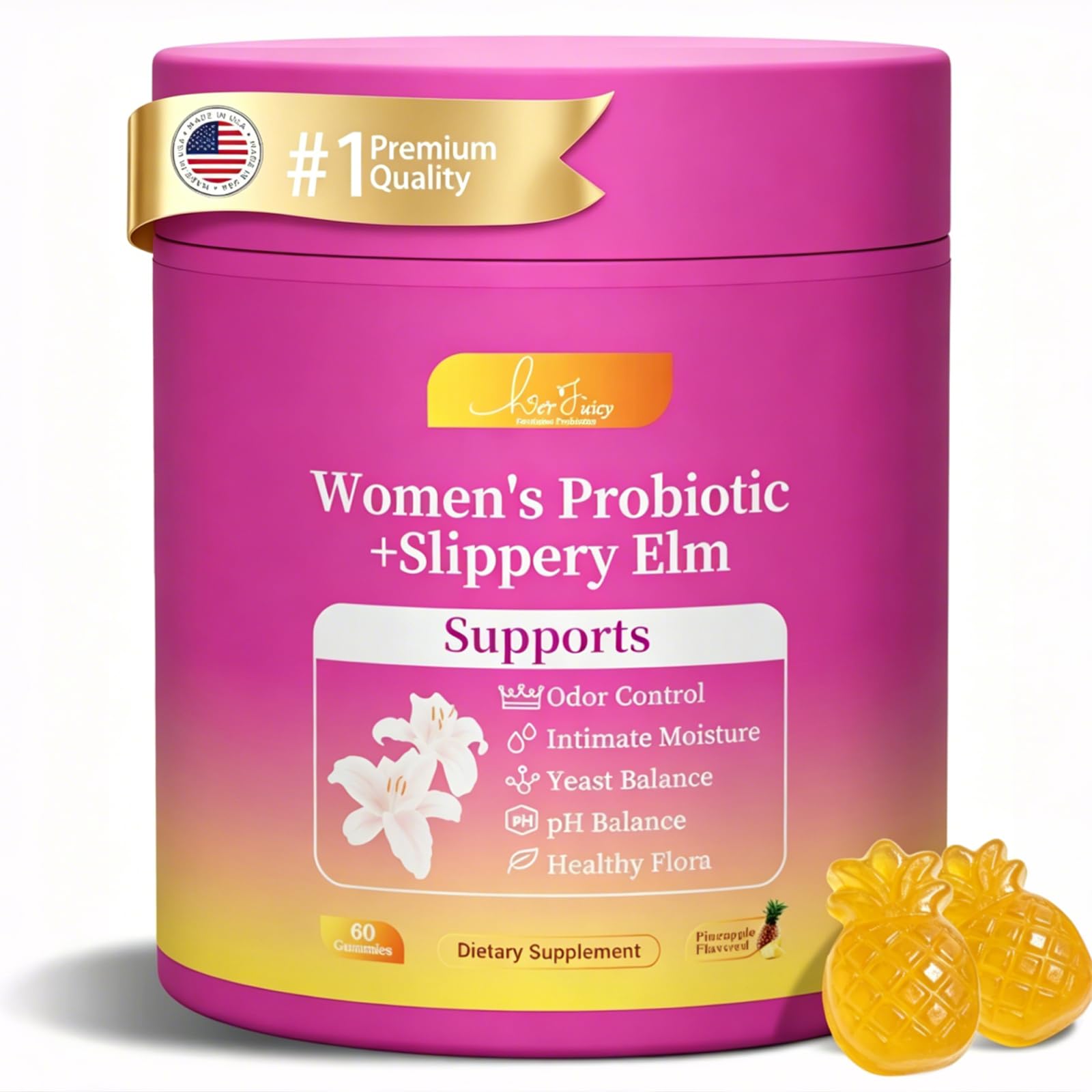 Brurtzexs Her Juicy Feminine Probiotics Gummies, 60 Count