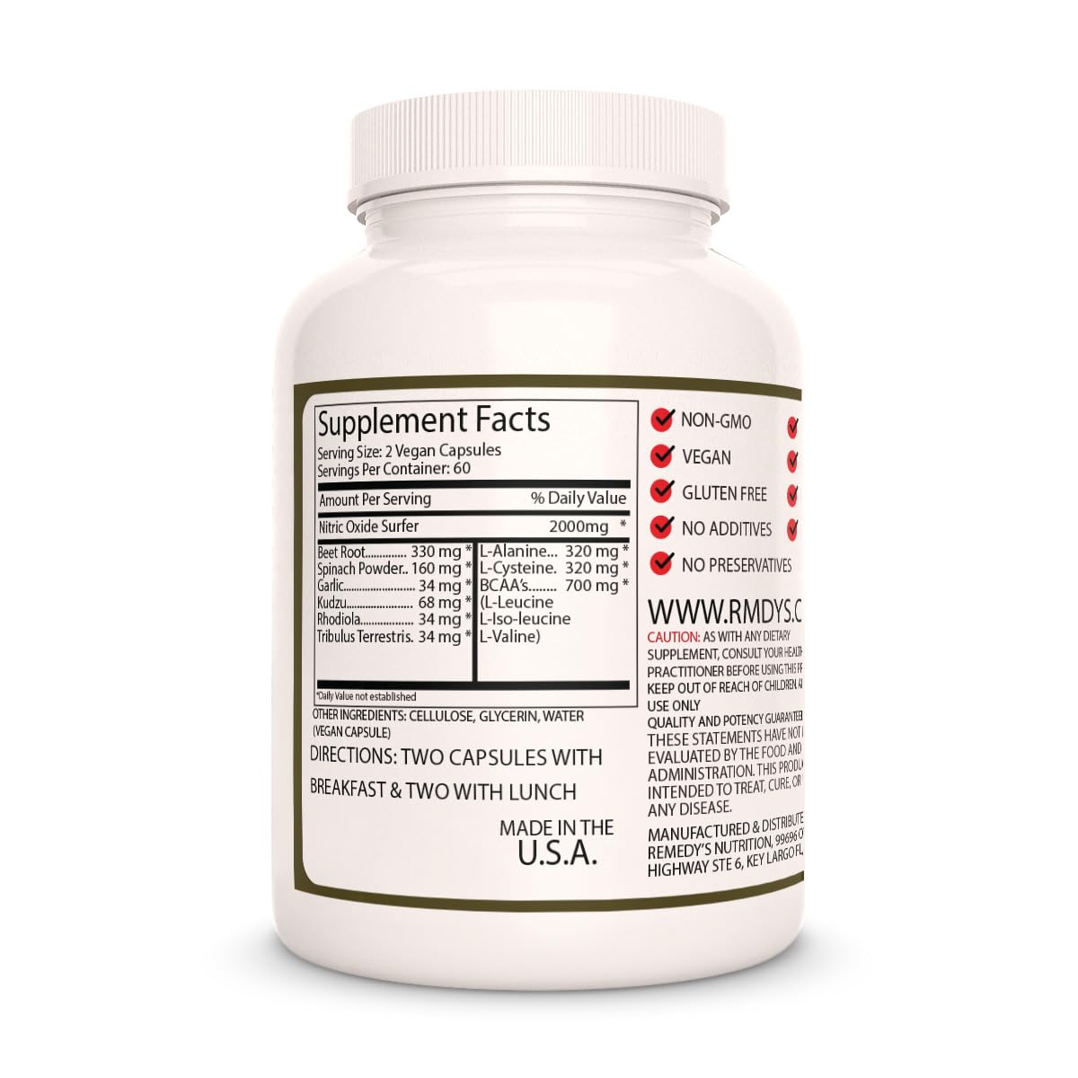 Remedy’s Nutrition Nitric Oxide Surfer 1000 mg Capsule, 120 Count