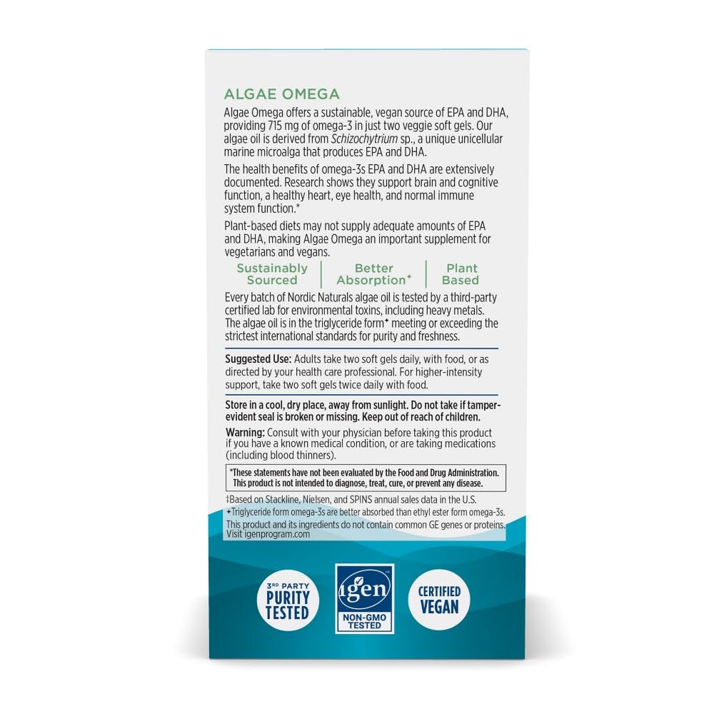 Nordic Naturals Algae Omega Soft Gels 60 Count