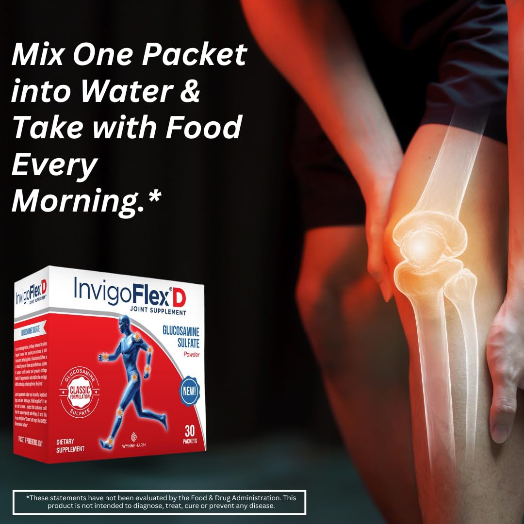 INVIGOFLEX Glucosamine Sulfate Powder 1500mg, 60 Packets