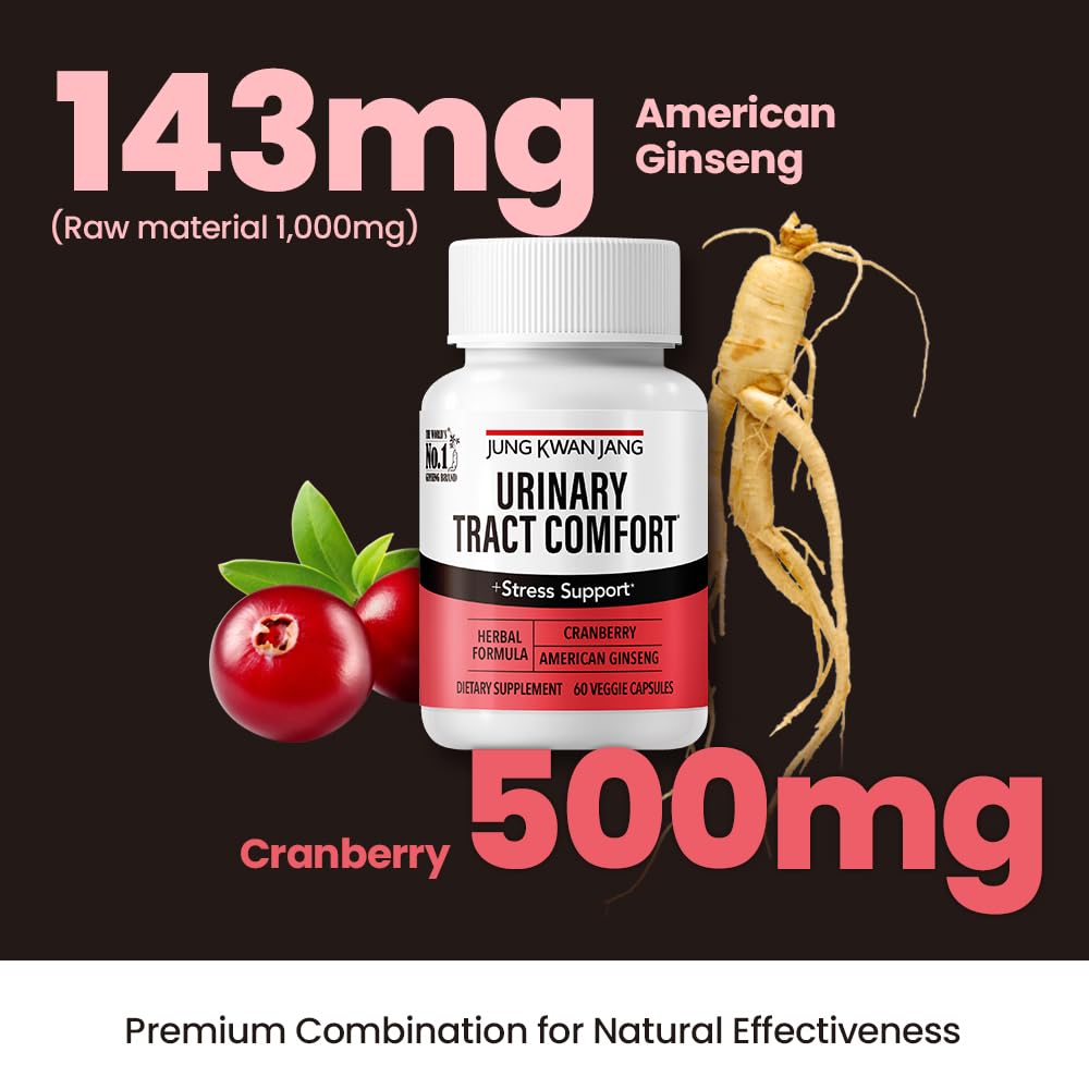 JUNG KWAN JANG Urinary Tract Comfort Formula with Pacran Cranberry 500mg, American Ginseng 143mg, Capsules, 60 Capsules