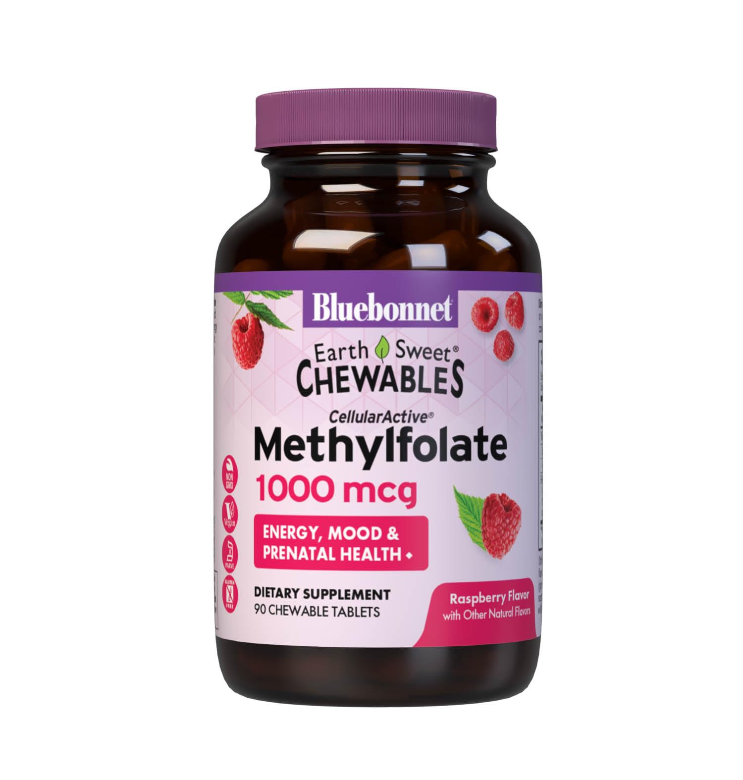 BlueBonnet EarthSweet Methylfolate 1000 mcg Cellular Active Coenzyme 5-MTHF L Methyl Folate Supplement Tablet, 90 Count