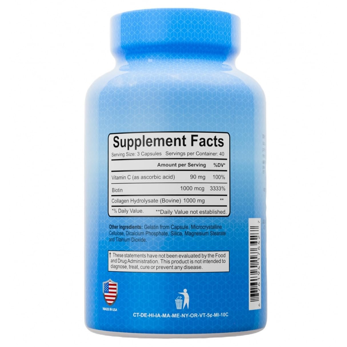 ALFA VITAMINS Premium Collagen Hydrolysate Capsules 120 Count