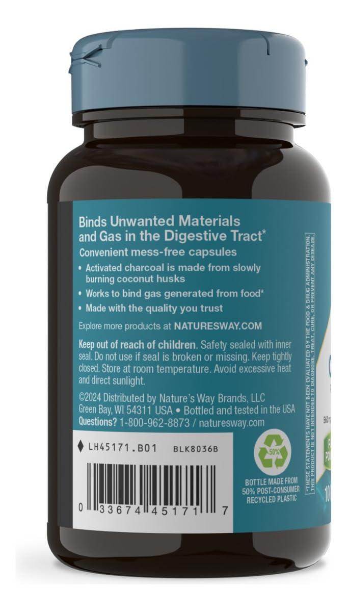 Nature's Way Activated Charcoal Capsules, 100 Count