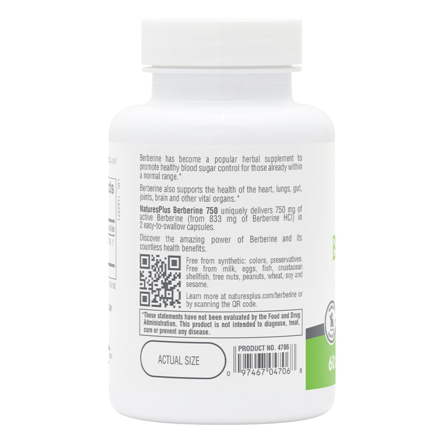 NaturesPlus PRO Berberine 750 mg Capsules, 60 Count