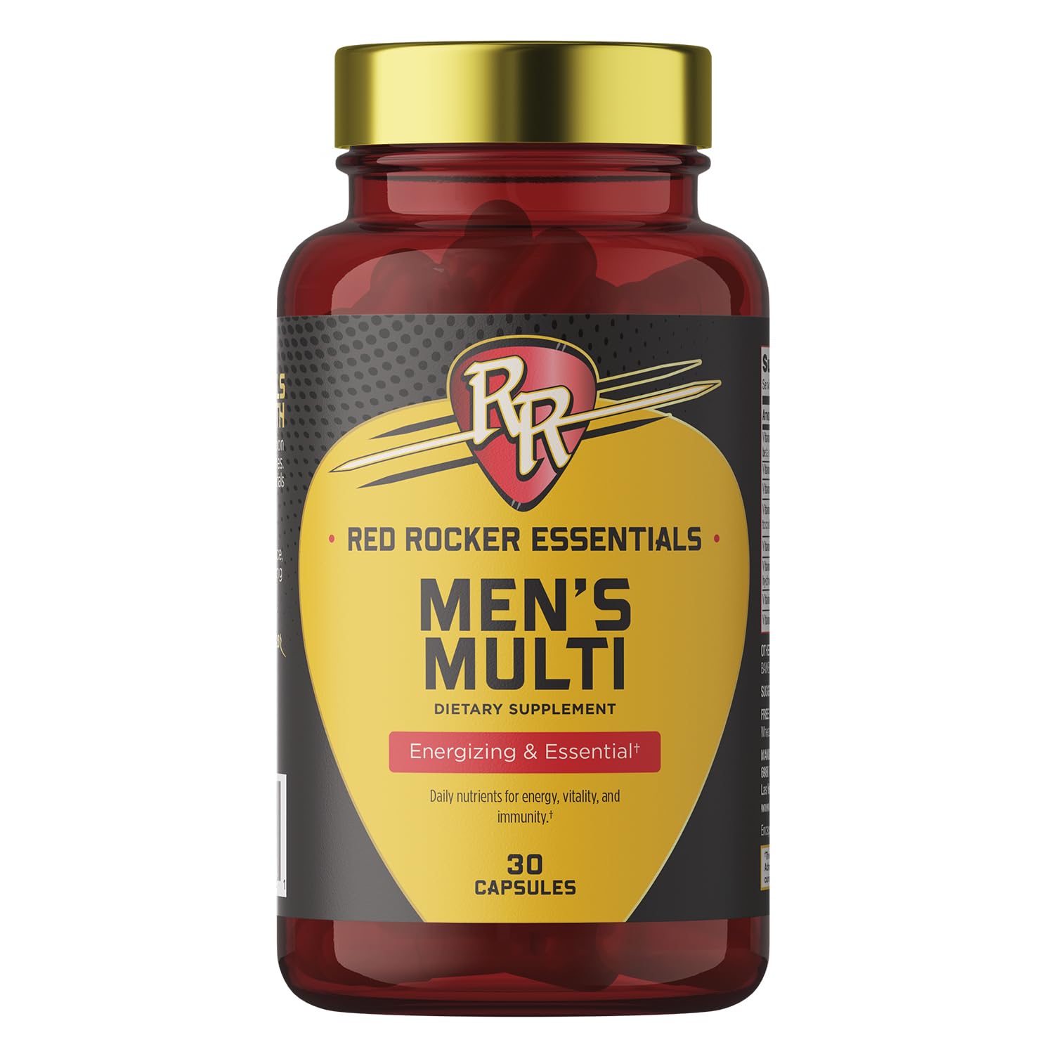 Nature's Lab Red Rocker Essentials Men's Multi - Methylated B12 & Folate with Saw Palmetto, 95% Curcumin Turmeric & Lycopene - Prostate, Heart & Energy Support - Once Daily, 30 Capsules