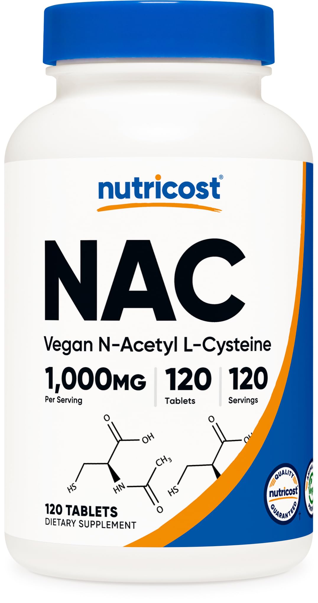Nutricost N-Acetyl L-Cysteine (NAC) 1000 mg Tablets, 120 Count