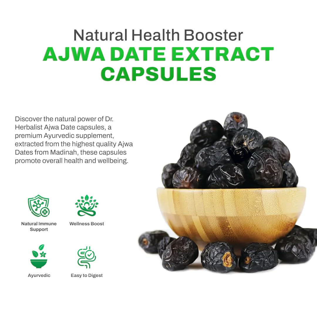 Dr. HERBALIST Ajwa Date Extract 350mg Capsules 60 Count