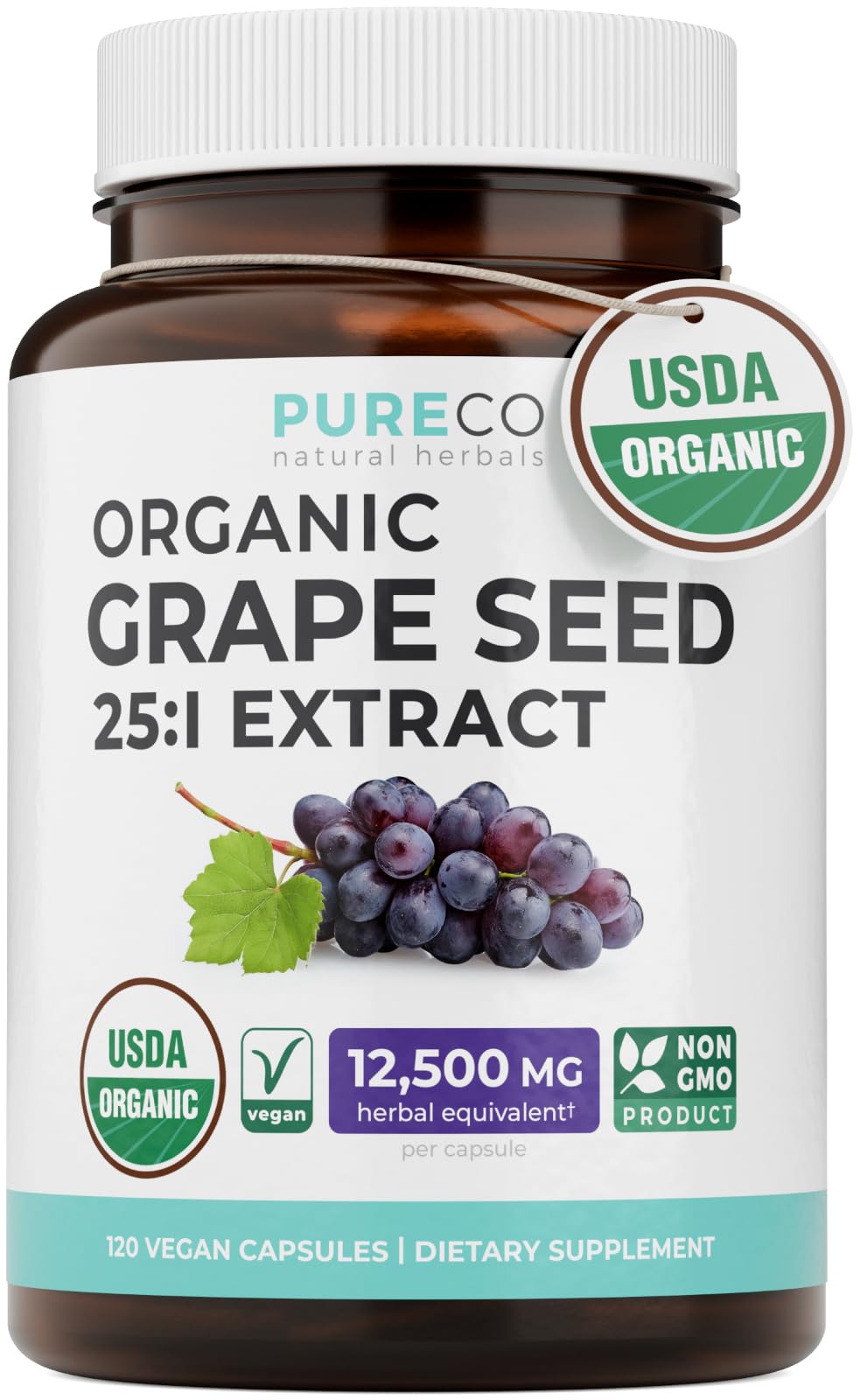 PURE CO Grape Seed Extract Capsules 120 Count