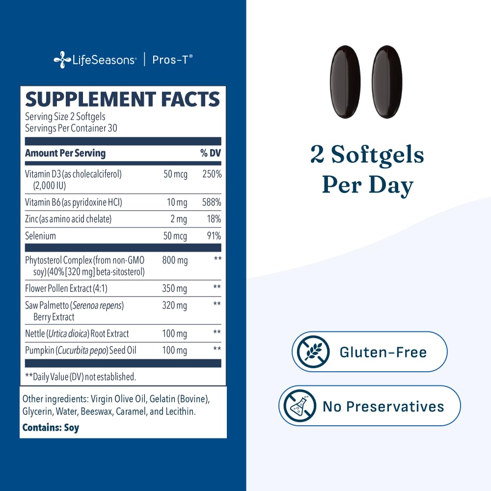 LifeSeasons Pros-T Prostate Support Supplement Softgels 60 Count