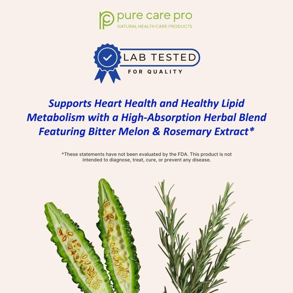 Pure Care Pro Tryglicare All-Natural Triglyceride Lowering Supplements for Maintaining Healthy Triglycerides Levels as a Daily Supplement, Vegan & Gluten Free 60 Capsules