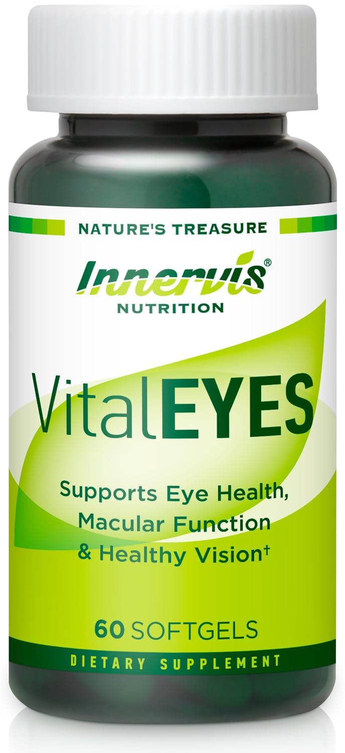 INNERVISNUTRITION VitalEYES High Potency Lutein 20mg & Astaxanthin, Macular & Clear Vision Support, Eye Health Vitamins A, E, Zinc, Magnesium, Premium Eye Supplement for Digital Users Softgels 60