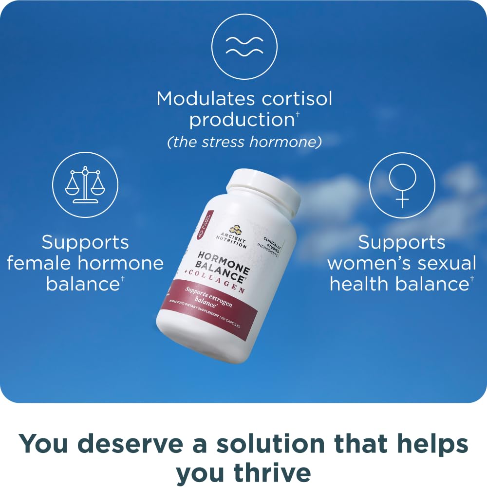 Ancient Nutrition Hormone Balance + Collagen Supplement, 60 Capsules