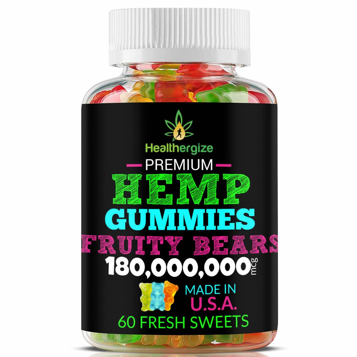 Healthergize Hemp Gummies, 120 Gummies