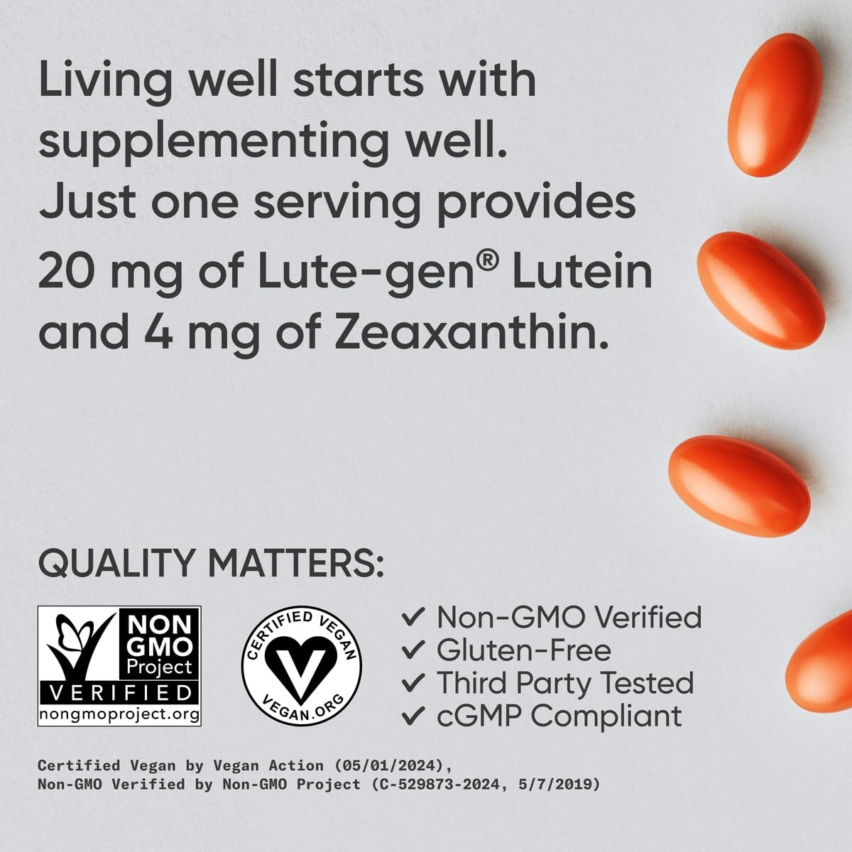 Sports Research Lutein + Zeaxanthin with Organic Coconut Oil Softgel 30
