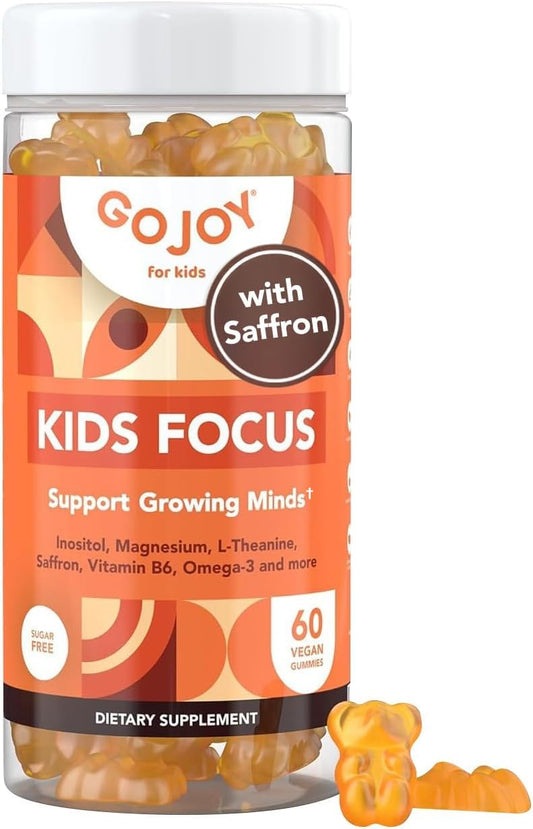 GOJOY NATURALS Kids Focus Gummies – Saffron, Magnesium Glycinate, L-Theanine & Inositol Supplement for Kids & Teens – Focus, Attention & Calm – Vegan, Sugar-Free (2)