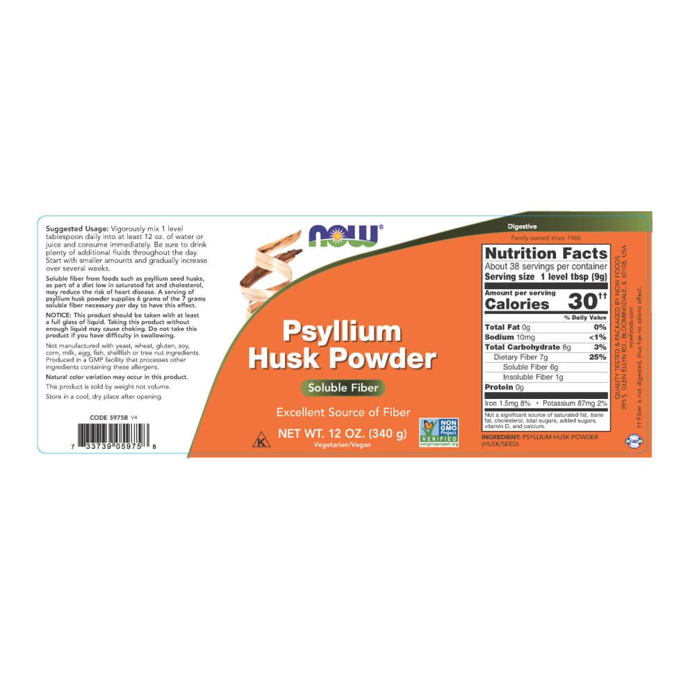 NOW Foods Psyllium Husk Powder 24 Ounces
