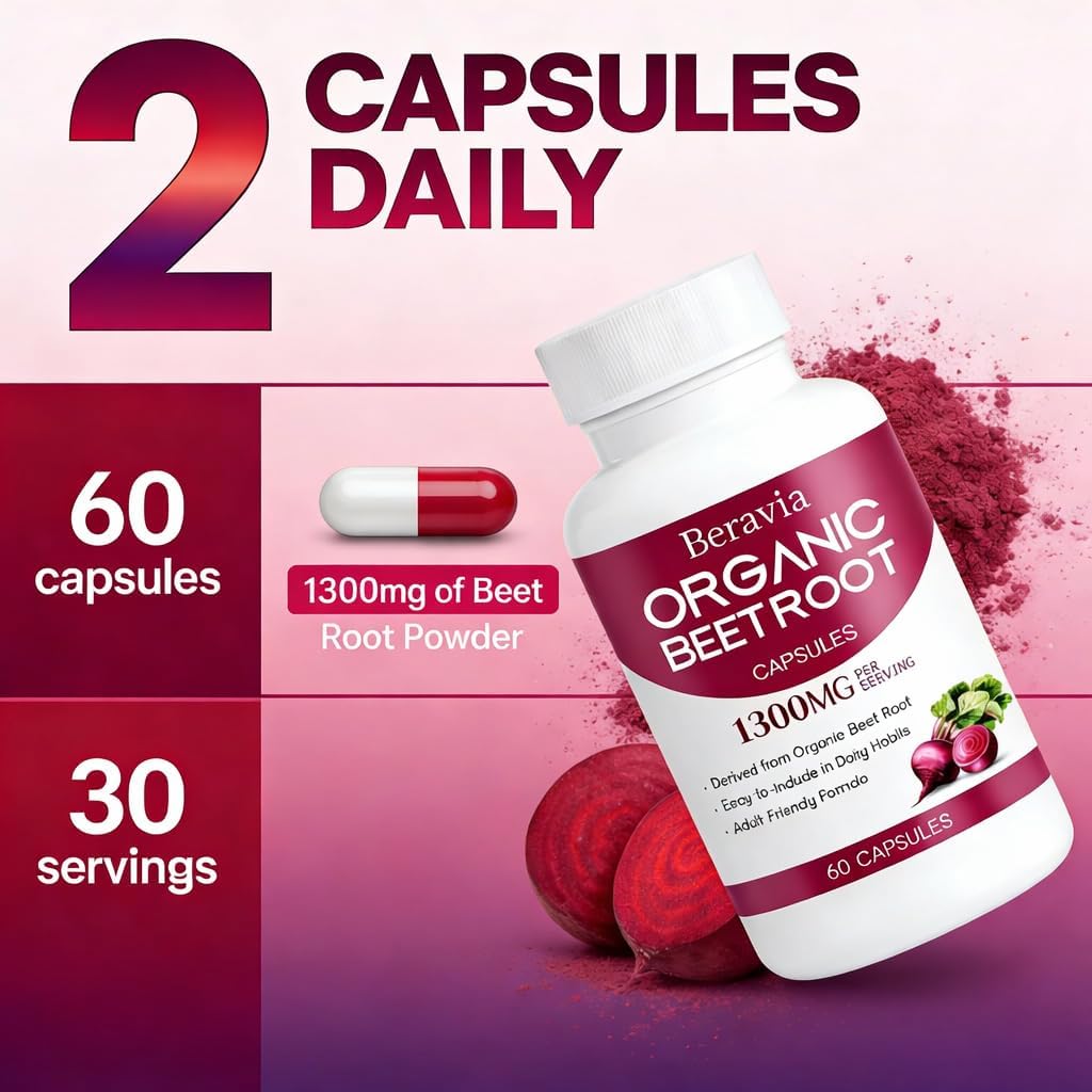Beravia Organic Beet Root Softgel 1300mg, 60 Softgels