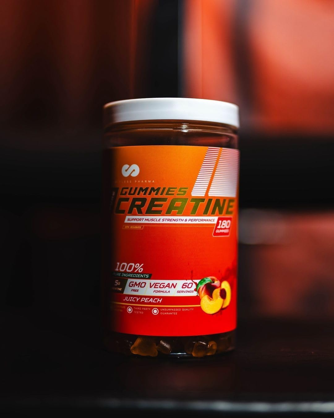 Limitless Pharma Pure Creatine Gummy Candy, 5g Creatine Monohydrate, 180 Gummies
