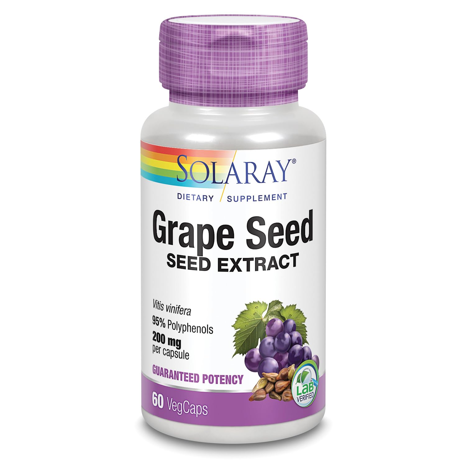 Solaray Grape Seed Extract 200 mg Plus Bioflavonoid Complex Capsules, 60 Capsules