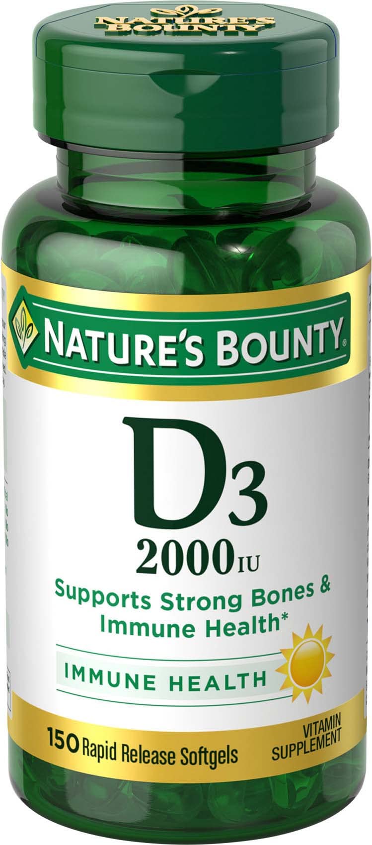 Nature's Bounty Vitamin D3 2000IU Softgels, 150 Count