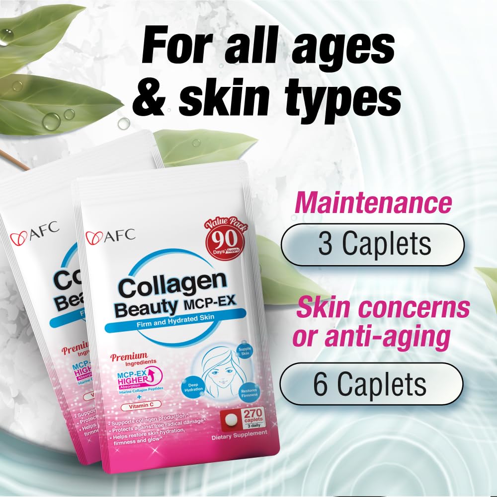 AFC Japan Collagen Beauty MCP-EX with Marine Collagen Peptide, 270 Tablets