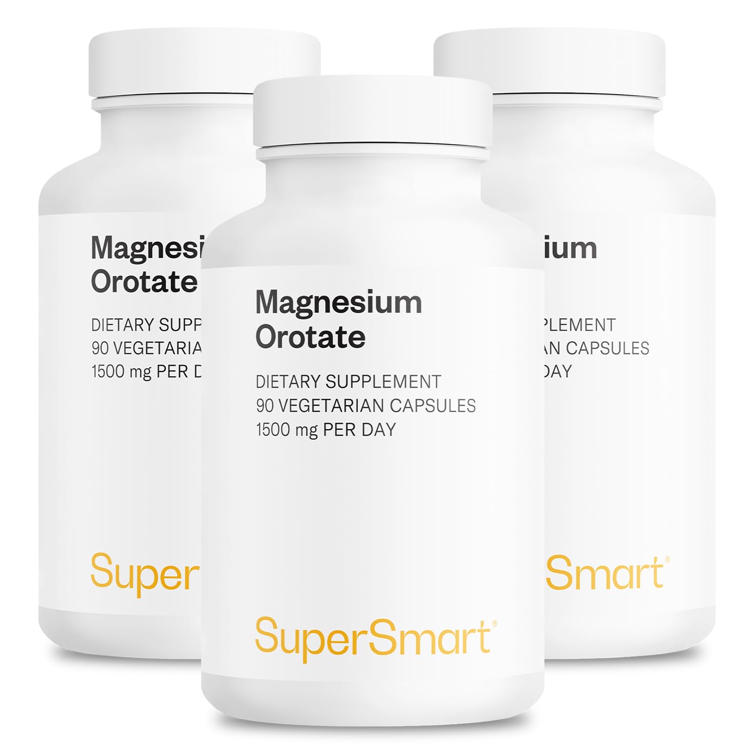 Supersmart Magnesium Orotate 1500mg per Day - High Absorption Magnesium Supplement, Non-GMO & Gluten Free, 90 Capsules