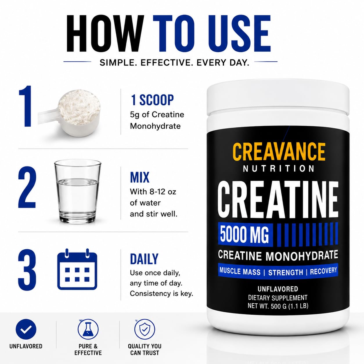 Creavance nutrition Creatine Monohydrate Powder 1.1 Pound